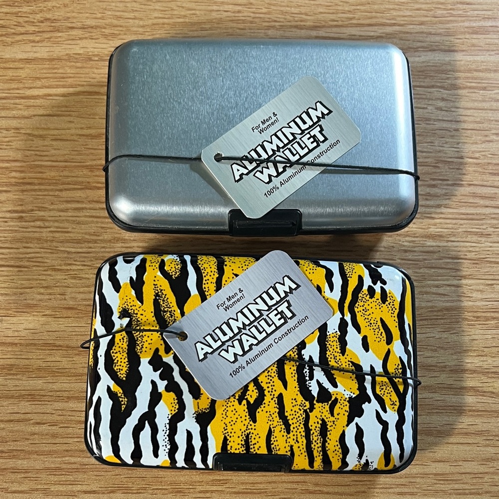 Aluminum Wallet Set - Silver and Tiger Print